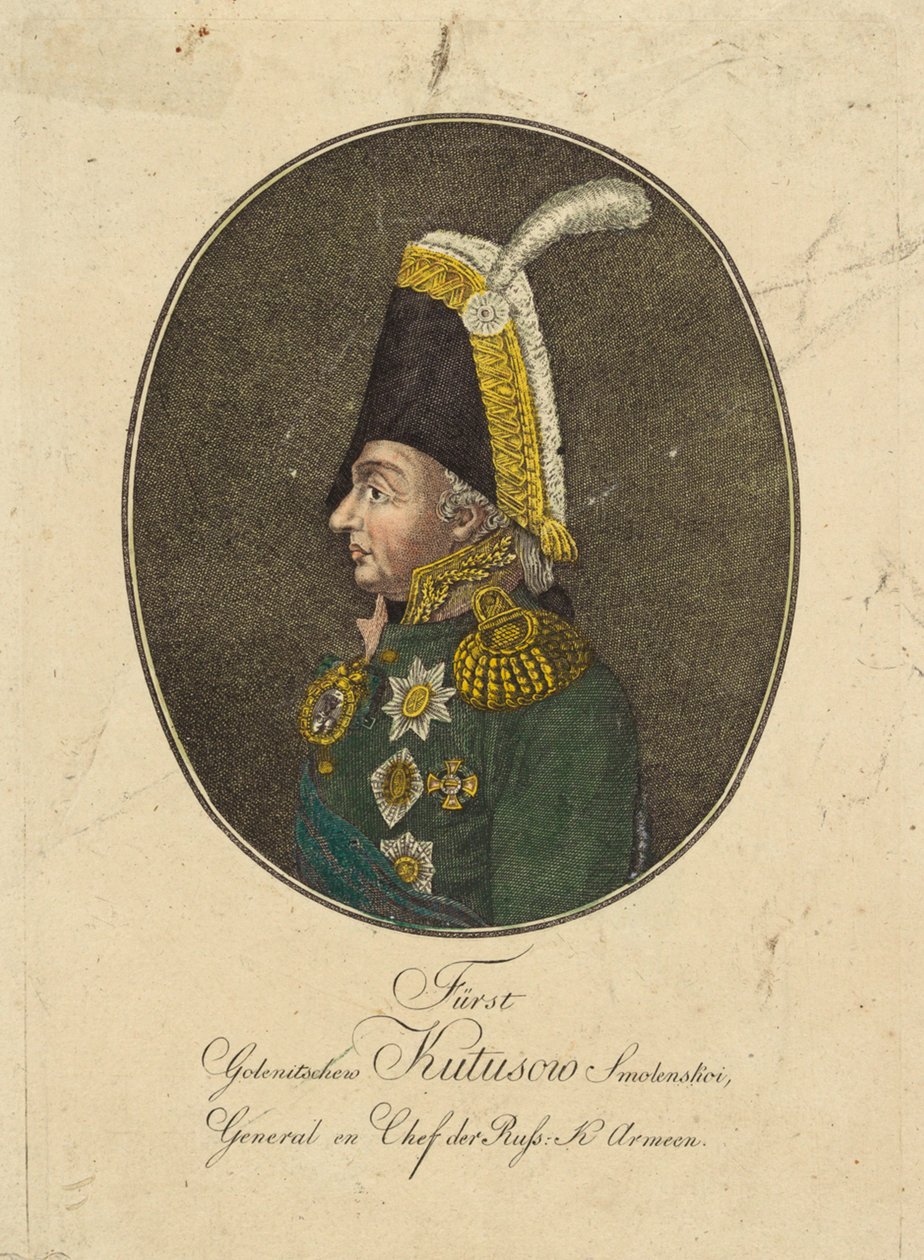 Porträtt av fältmarskalk prins Mikhail Kutuzov 1745-1813, ca. 1790. av Johann Hieronymus Loeschenkohl