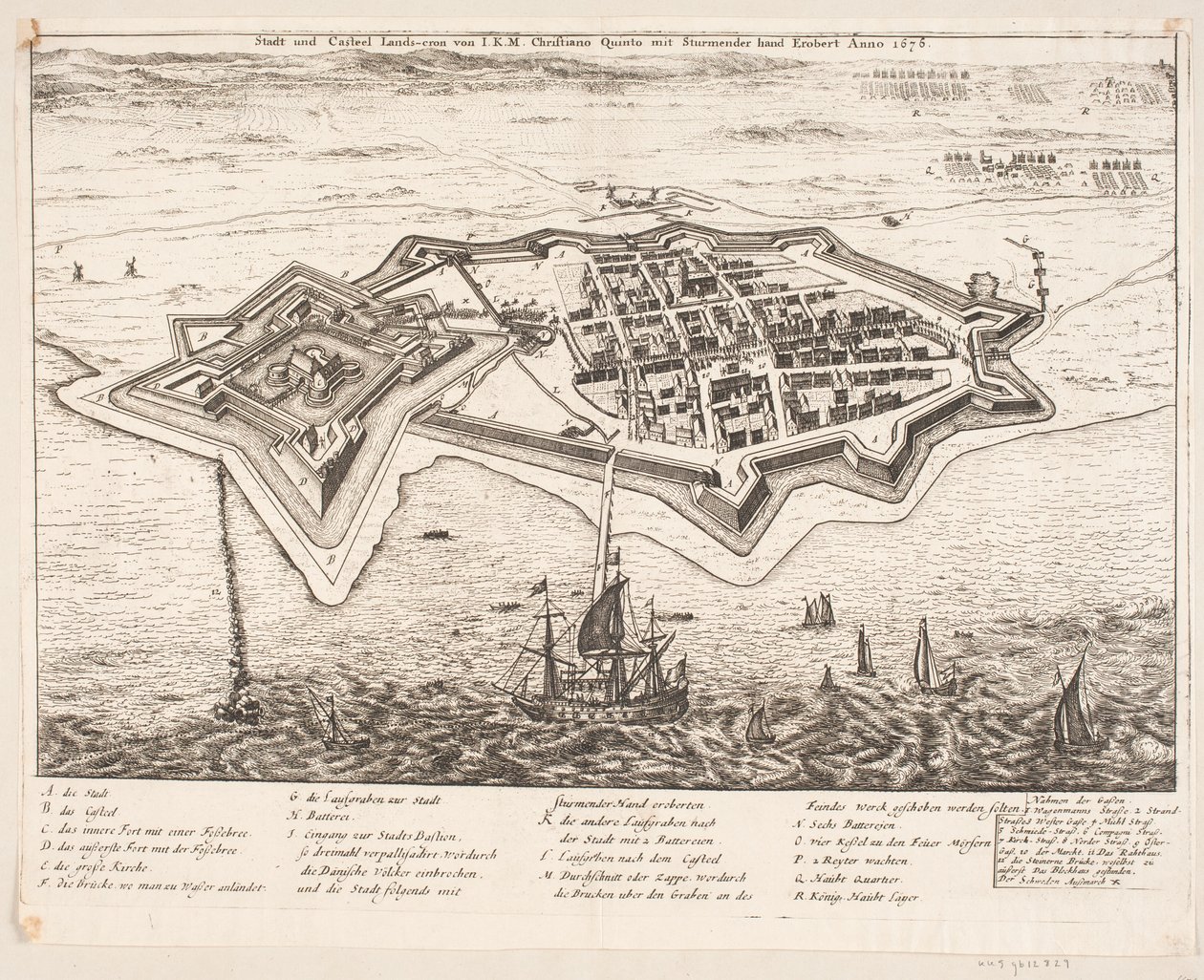 Staden och Castel Landskron erövrades av I.K.M Cristiano Quinto Anno 1676 av Johann Husman