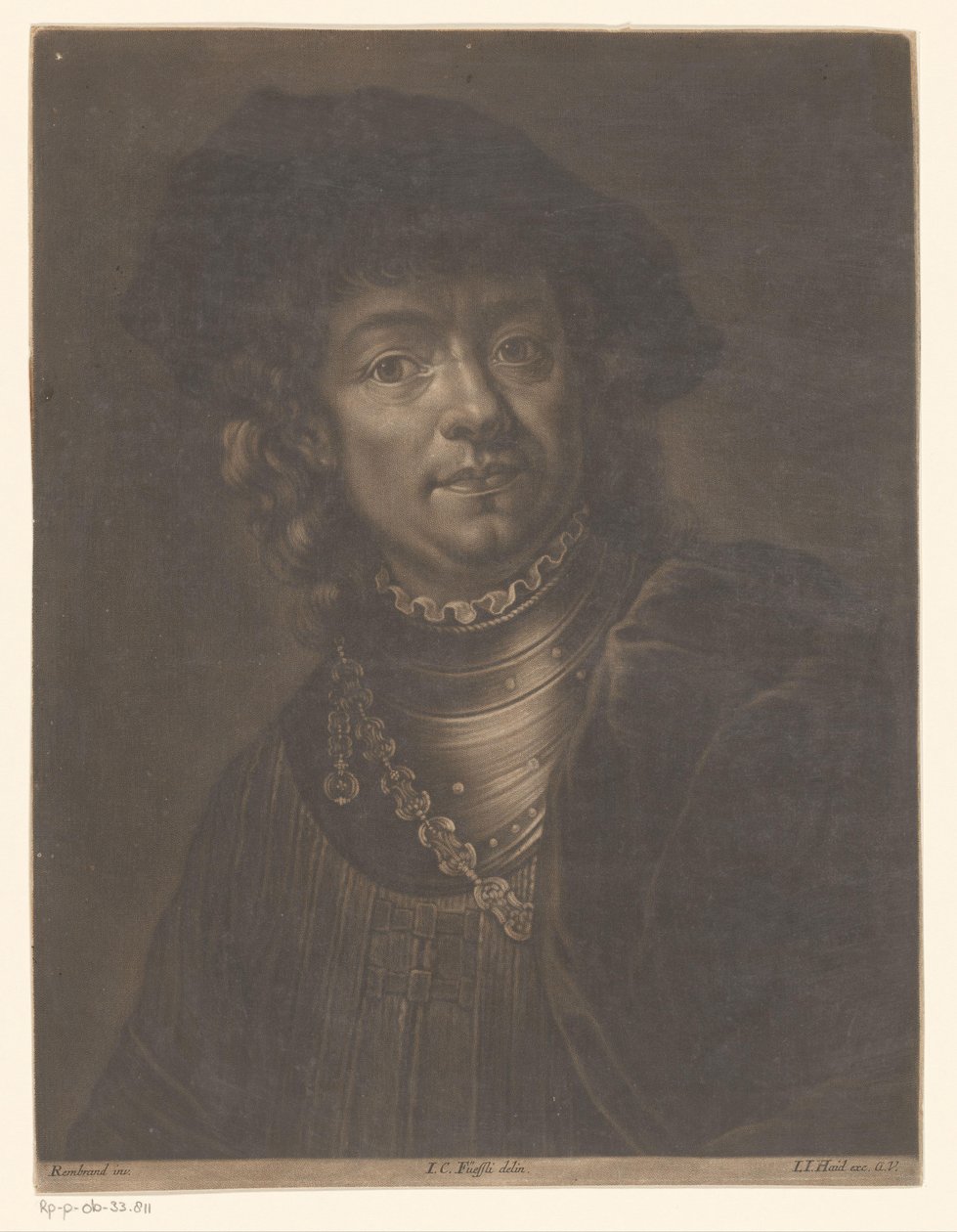 Porträtt av Rembrandt van Rijn av Johann Jacob Haid (possibly)
