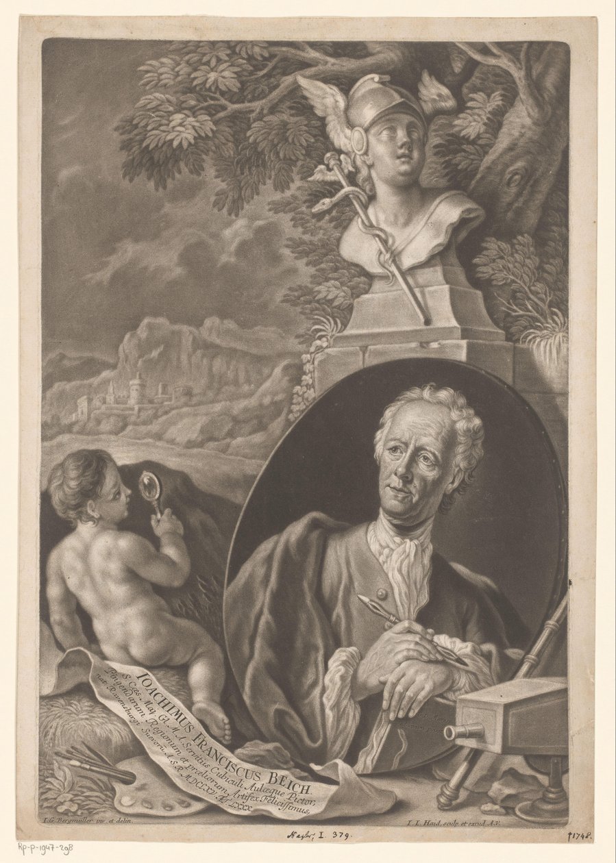 Porträtt av Joachim Franz Beich vid 80 års ålder av Johann Jacob Haid