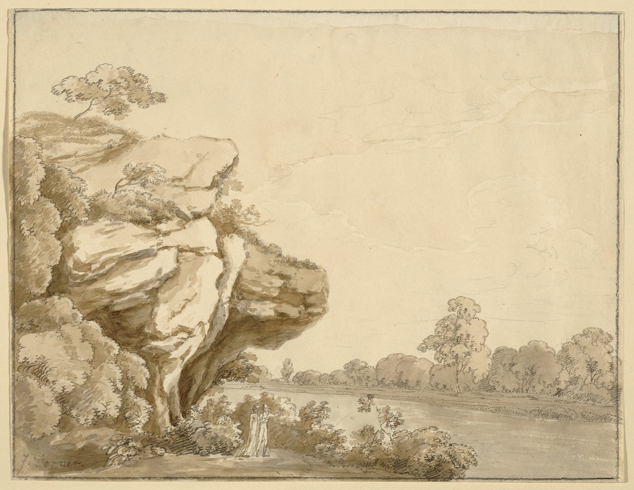 Gentleman och dam i ett landskap av Johann Jakob Dorner der Jüngere