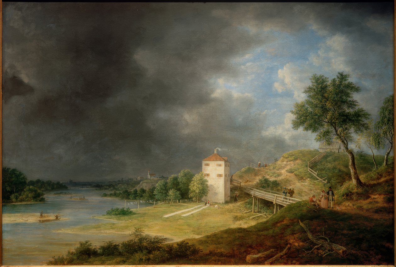 Isar landskap vid Brunnhaus Brunnthal av Johann Jakob Dorner der Jüngere
