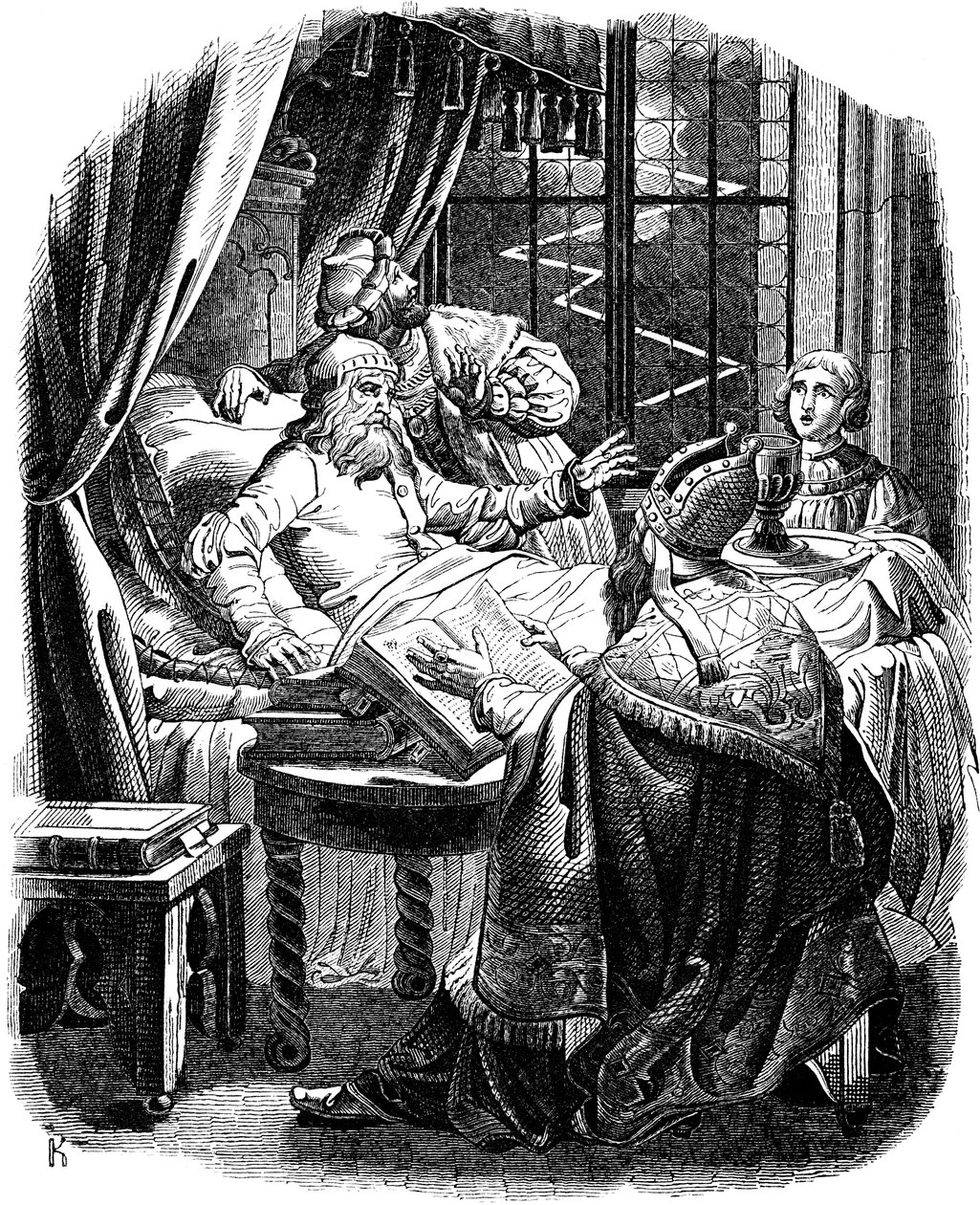 Henrik Lejonet före sin död i Brunswiek Illustration ur det tyska folkets historia av E. Duller, 1840 av Johann Jakob Kirchhoff