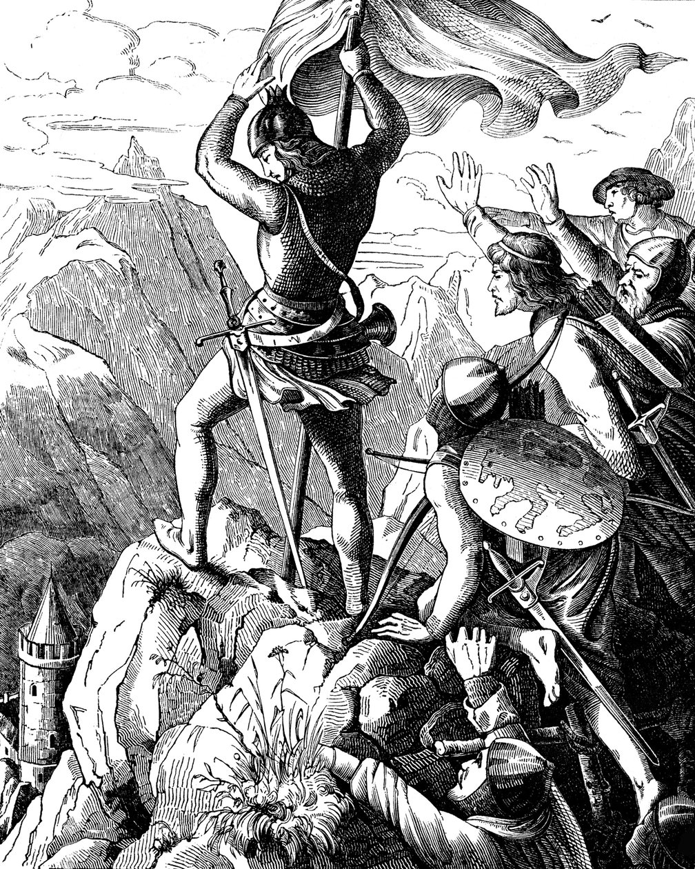Otto I av Bayern förhindrar ett nederlag för kejsaren nära Verona Illustration från det tyska folkets historia av E. Duller, 1840 av Johann Jakob Kirchhoff