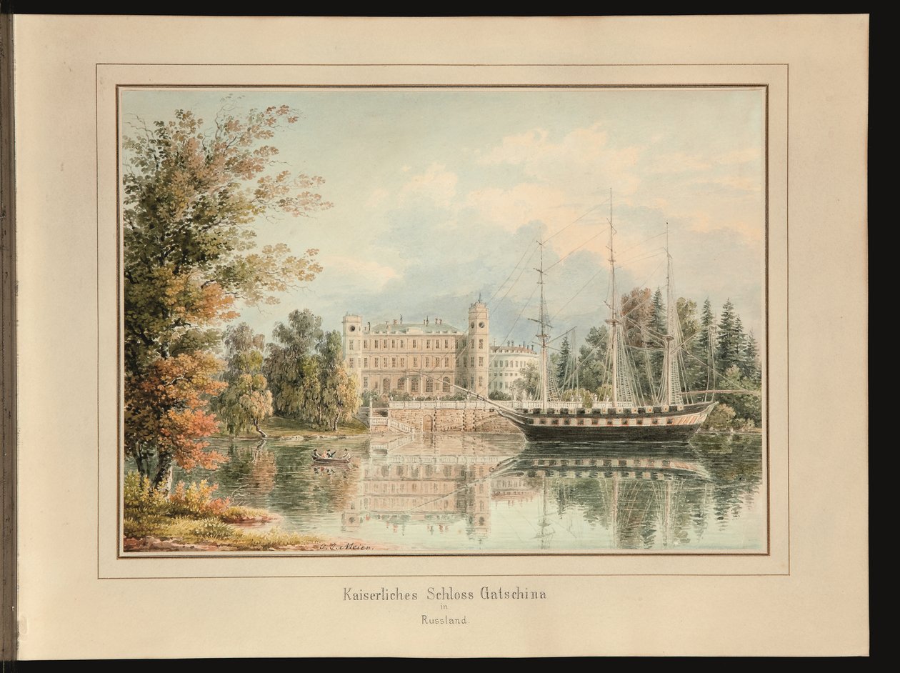 Kejserliga palatset i Gatchina (penna och akvarell på papper) av Johann Jakob Meier