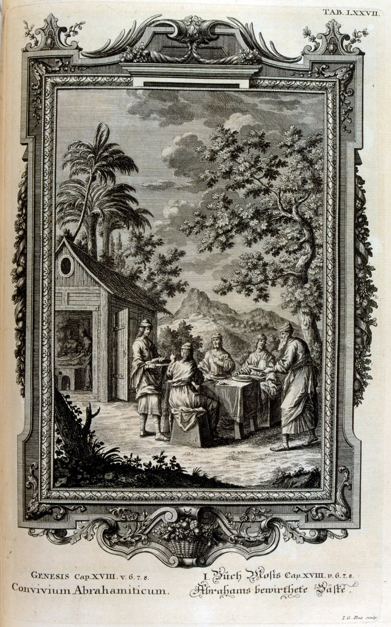 Abraham fick besök av änglar av Johann Jakob Scheuchzer