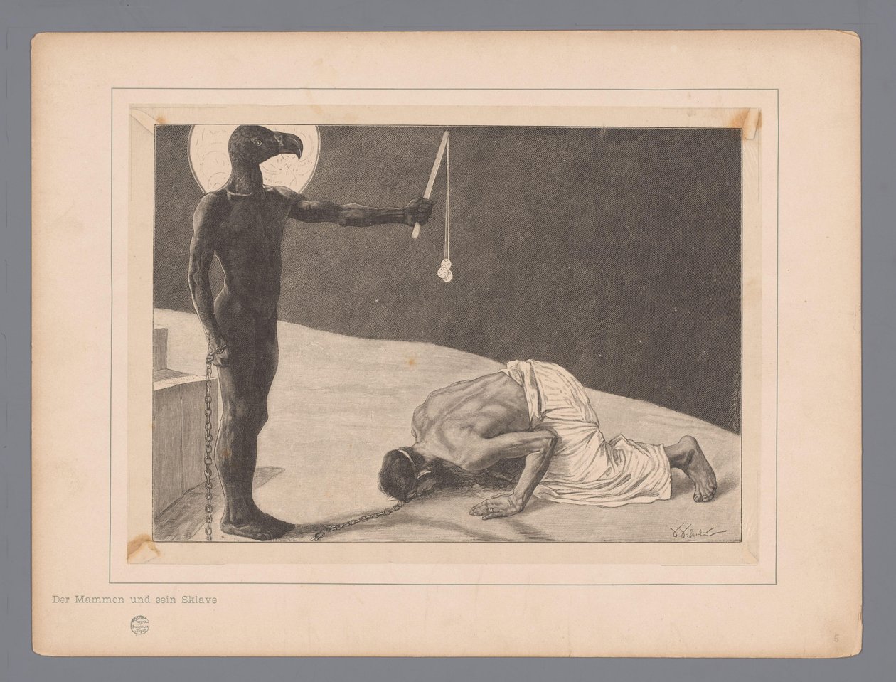 Tillbedjan av Mammon Der Mammon und sein Sklave (titel på objekt) Sju mystiska representationer (serietitel) av Johann Jakob Weber