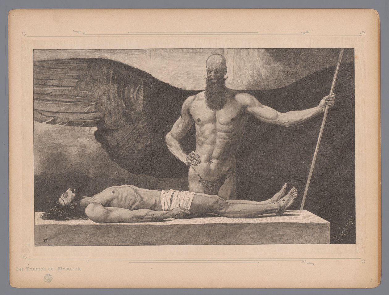 Kristus i sarkofagen med en ängel Der Triumph der Finsternis (titel på objekt) Sju mystiska representationer (serietitel) av Johann Jakob Weber