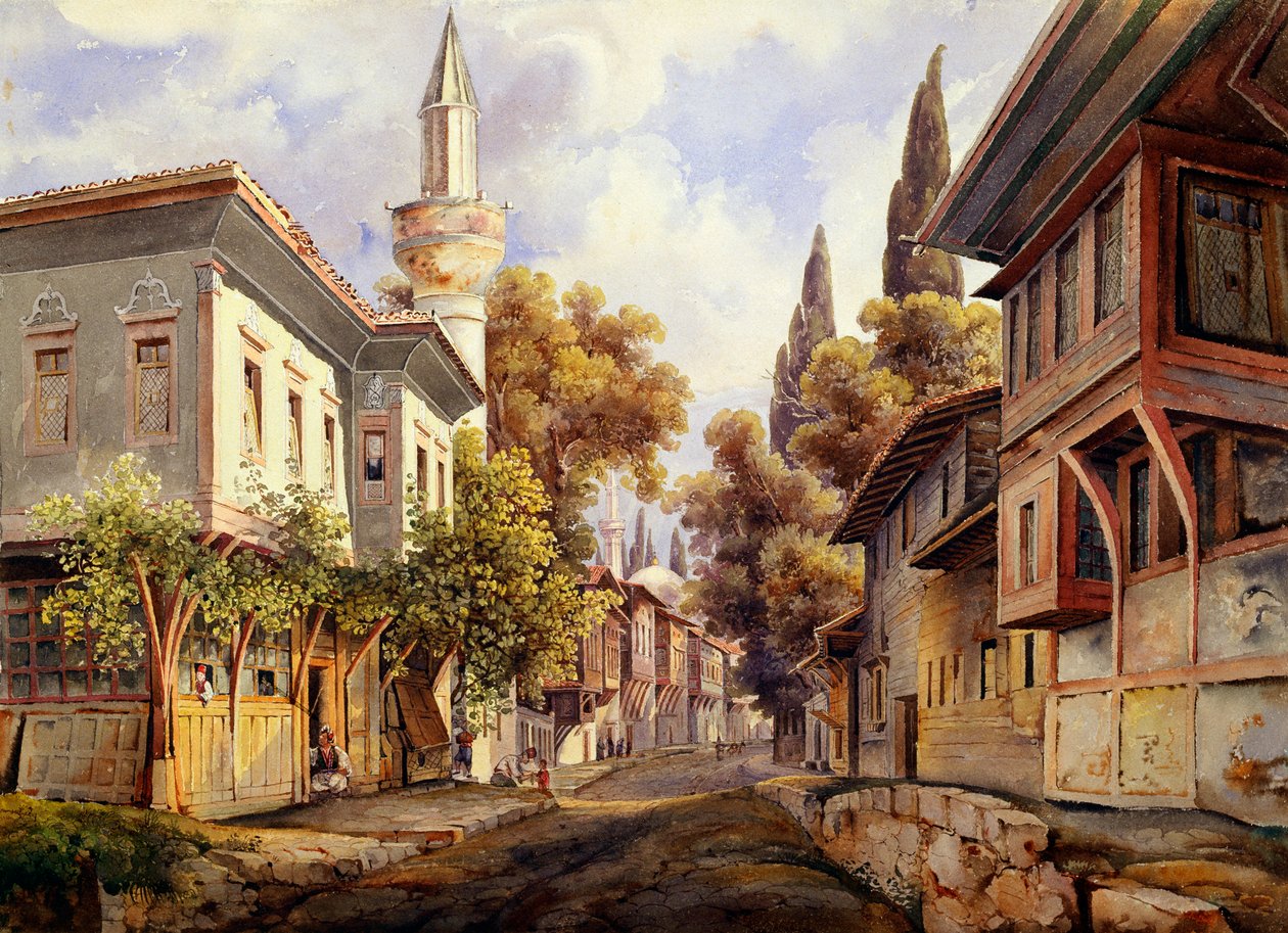 "En gata i Konstantinopel", 1835 av Johann Jakob Wolfensberger