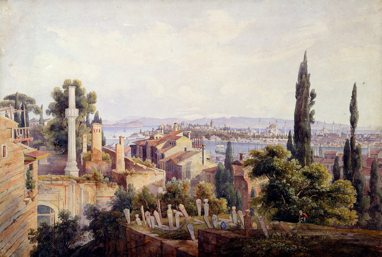 "Utsikt över Konstantinopel och Gyllene hornet", 1835 av Johann Jakob Wolfensberger