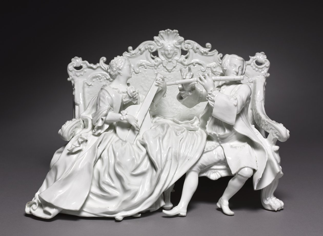 Crinoline Group: Musiker, tillverkare Meissen Porslinsfabrik, Tyskland, ca 1737 av Johann Joachim Kändler