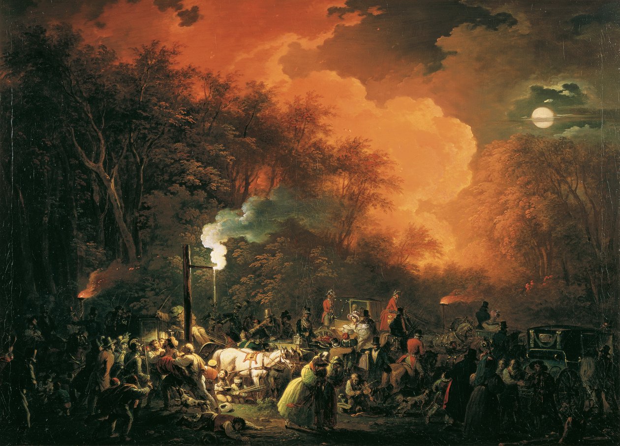 Slutet på Stuwers fyrverkerier den 7 maj 1833 av Johann Josef Schindler