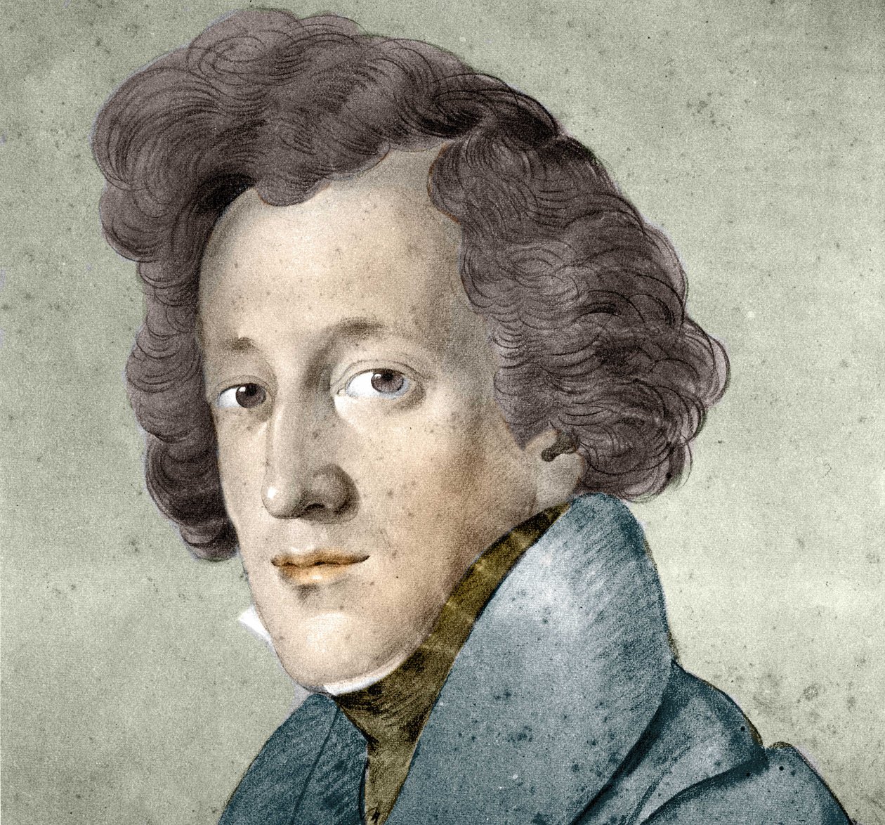 Porträtt av Felix Mendelssohn Bartholdy (1809-1847), tysk kompositör och dirigent. Illustration från teckningen av Johann Joseph Schmeller. av Johann Joseph Schmeller