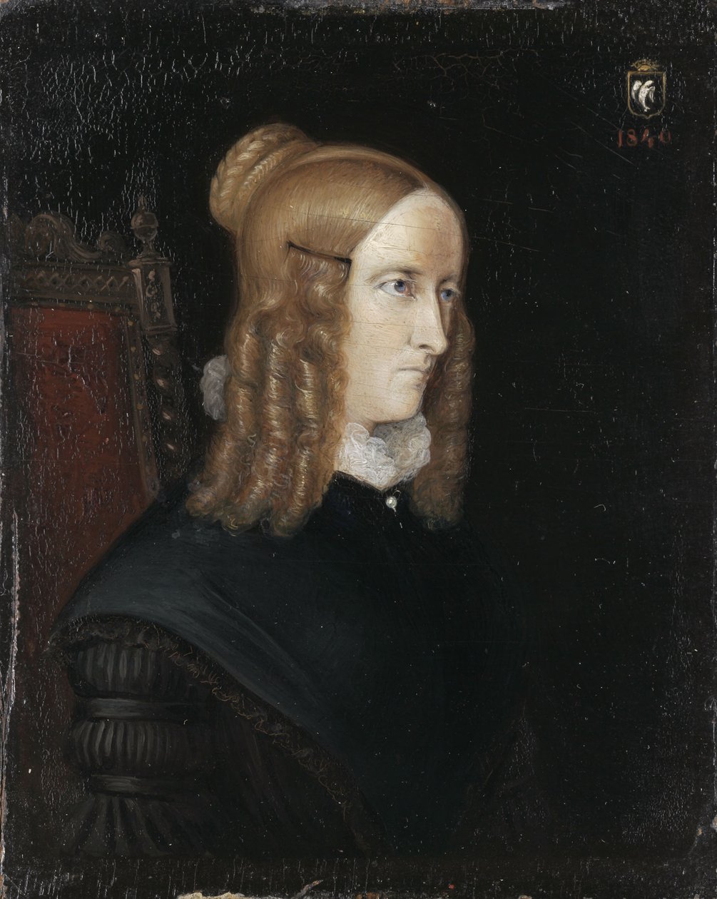 Porträtt av Annette von Droste-Hülshoff 1797-1848, 1840 av Johann Joseph Sprick