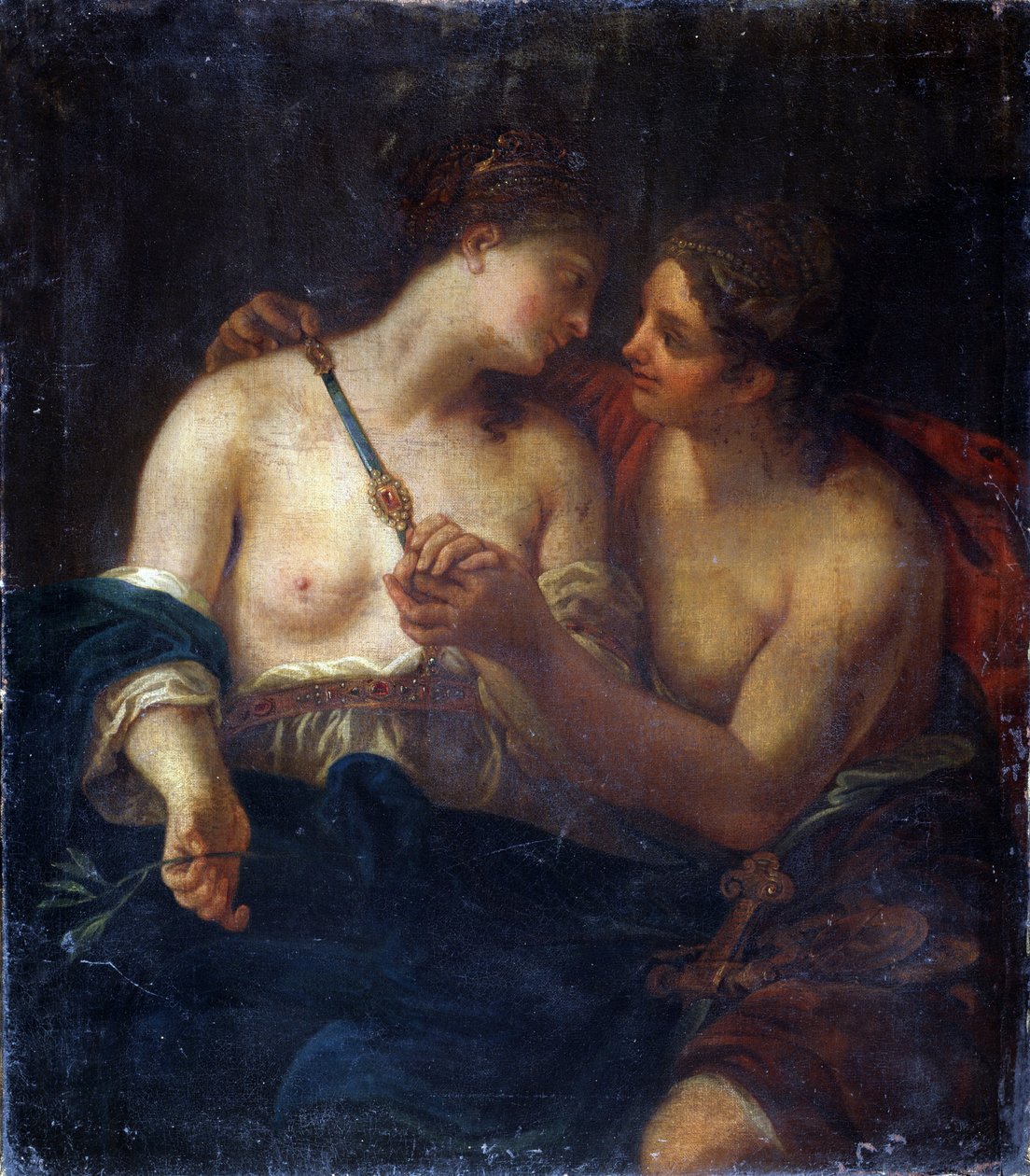 Allegori om fred. (Allegory of Peace). Vänskap mellan två kvinnor. Målning av Johann Karl Loth (1632-1698). Olja på duk. Pushkin Museum of Fine Arts, Moskva av Johann Karl Loth