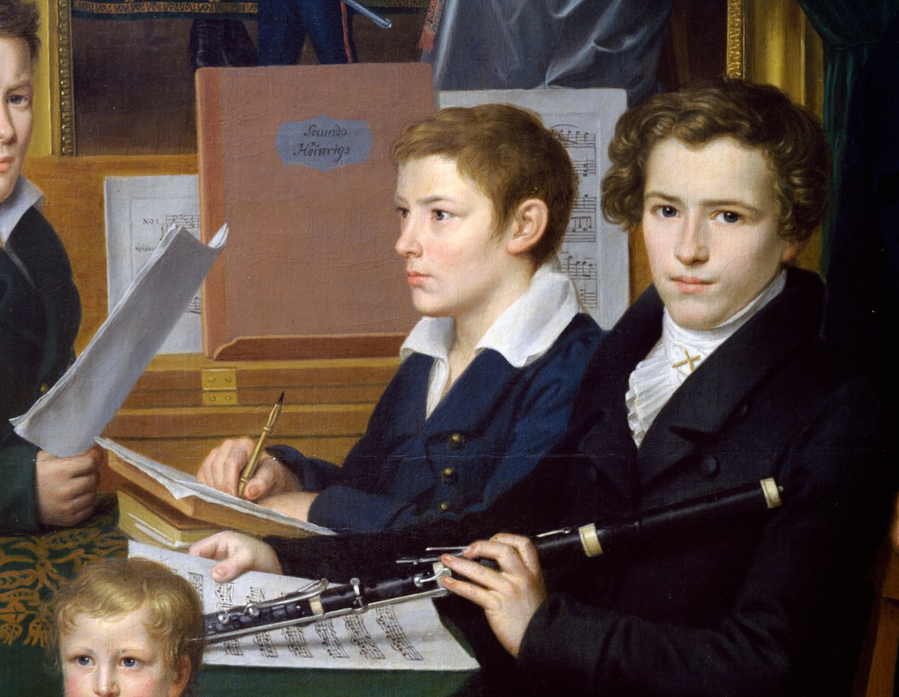 Pojke med flöjt, detalj av kalligrafen Heinrings barn av Johann Kaspar Benedict Beckenkamp
