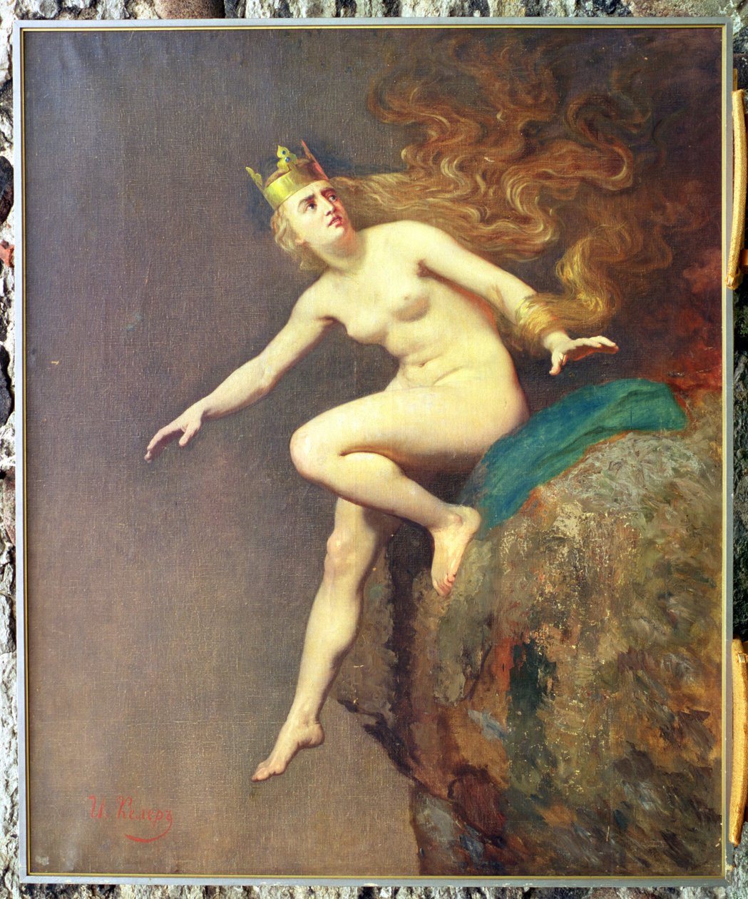 Lorelei, en studie för målningen The Imprecation of Lorelei av munkarna, 1887 av Johann Koler