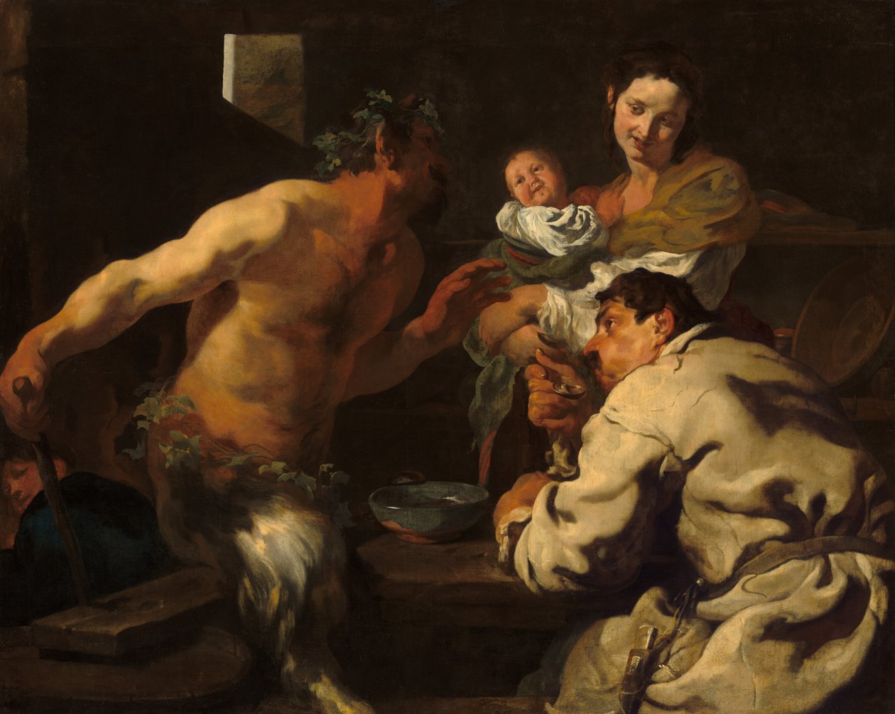 Satyren och bonden, möjligen ca. 16231626. av Johann Liss