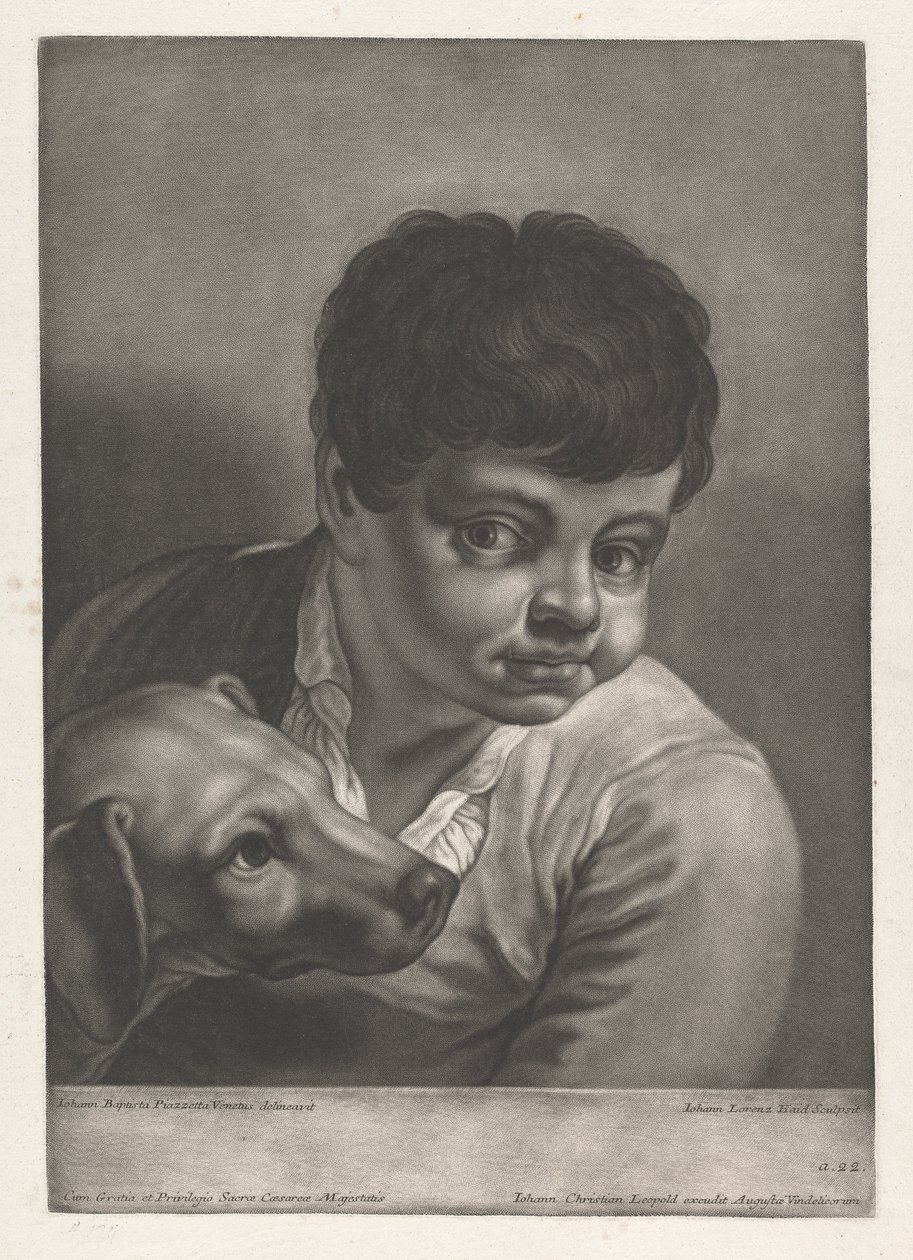 Porträtt av pojke och hund av Johann Lorenz Haid