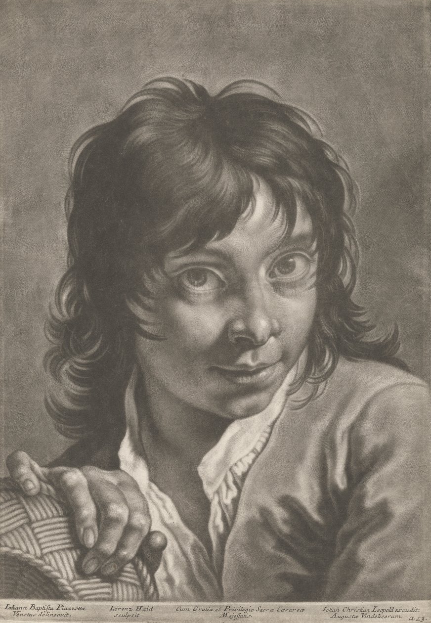 Porträtt av en pojke med en korg av Johann Lorenz Haid