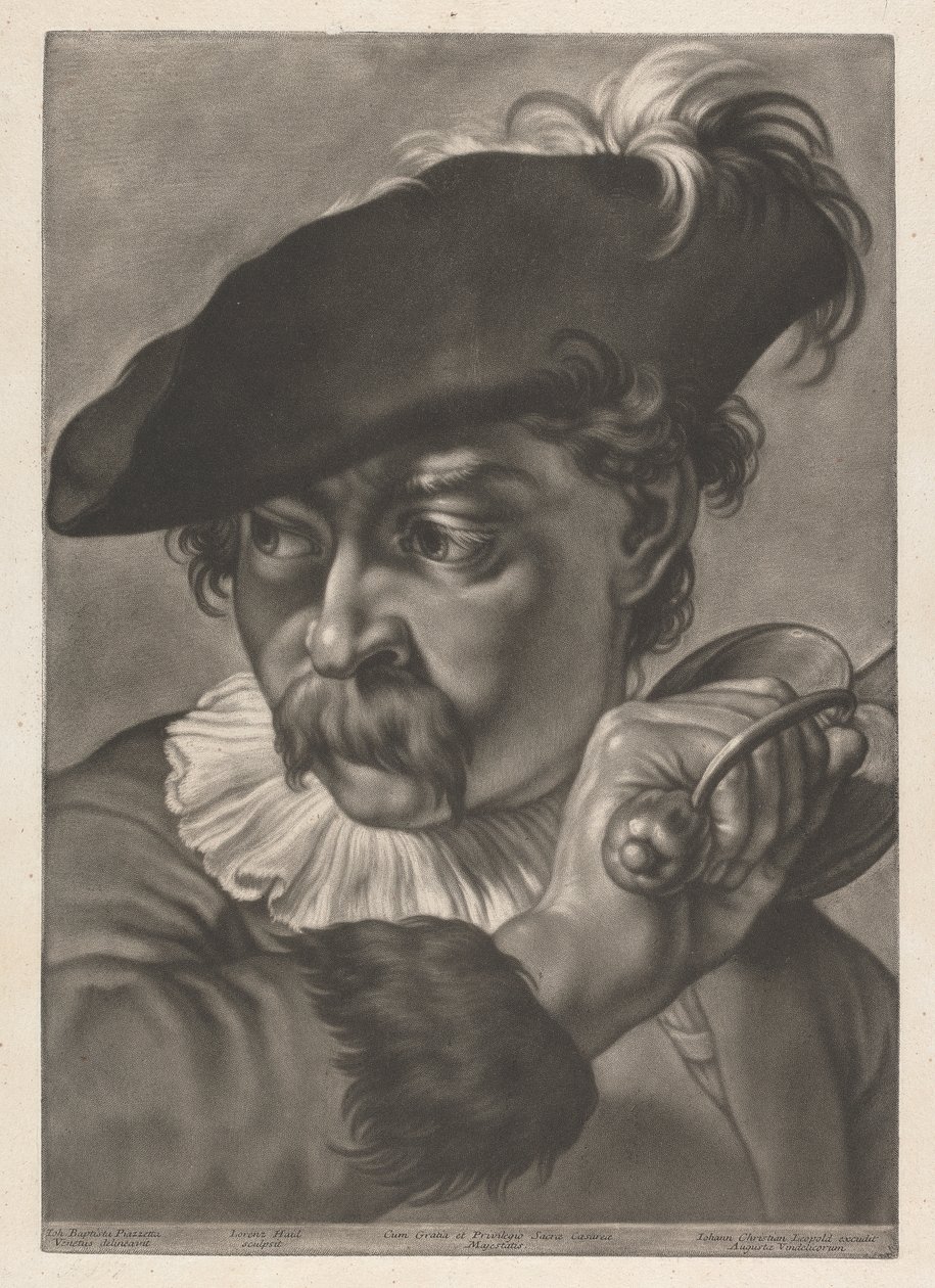Porträtt av en man med ett svärd av Johann Lorenz Haid