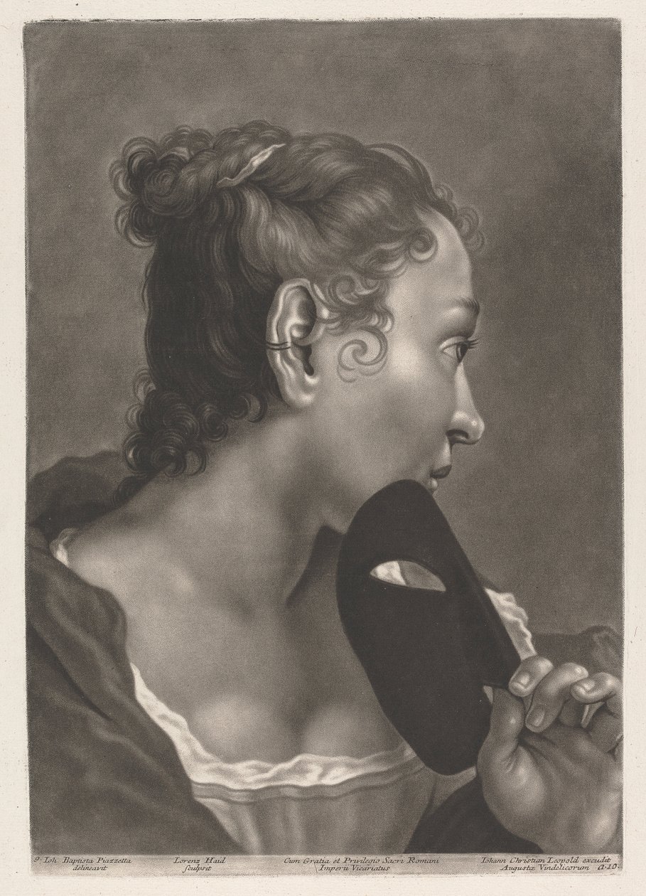 Porträtt av en kvinna med mask av Johann Lorenz Haid