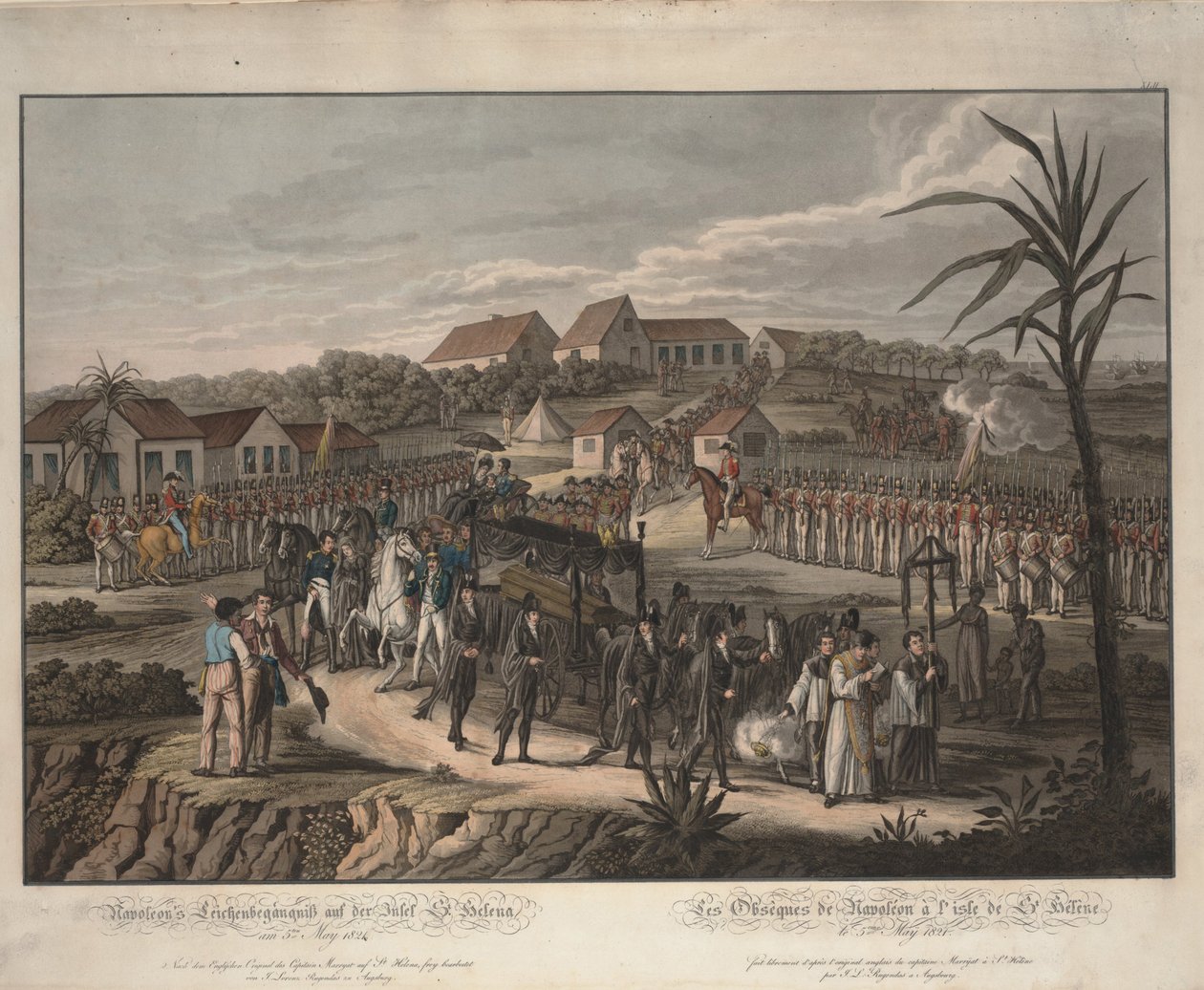 Napoleon Bonapartes begravningståg på St. Helena, 1821 av Johann Lorenz Rugendas the Younger