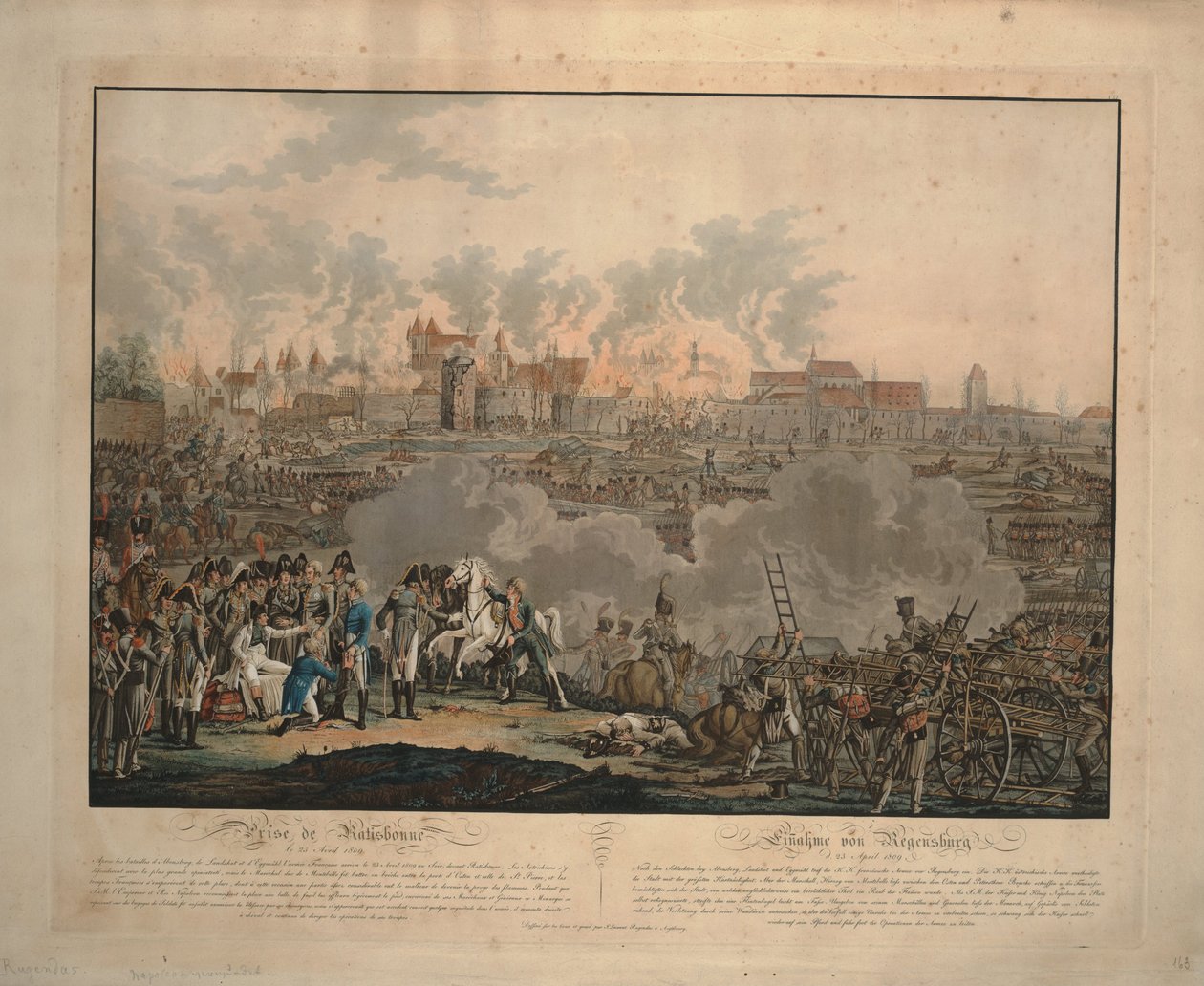 Slaget vid Ratisbon den 23 april 1809, 1809 av Johann Lorenz Rugendas the Younger