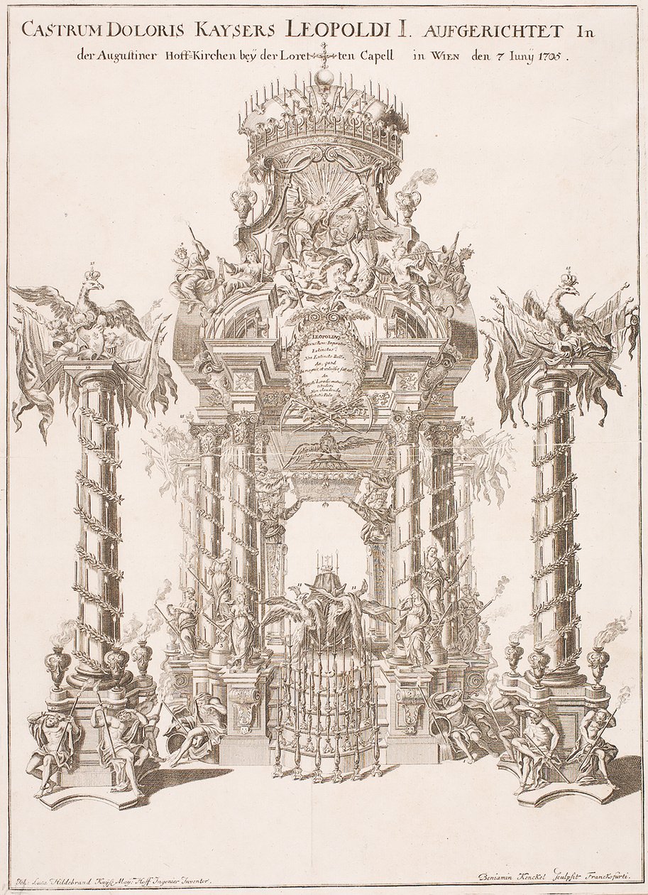 Sorgeställning för kejsar Leopold I i Augustinerkyrkan i Wien, 1705 av Johann Lucas von Hildebrandt