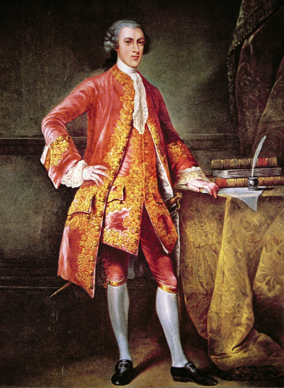 Porträtt av Frederick Calvert (lito i färg) av Johann Ludwig (after) Tietz