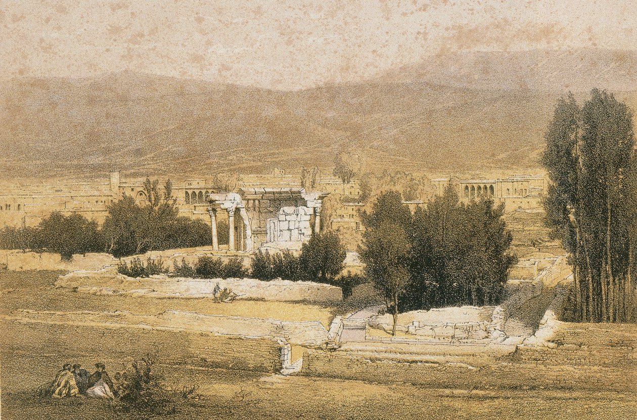 Baalbek. Etsning av Bernatz et alii - Steinkopk J.F. Redaktör av Johann Martin Bernatz