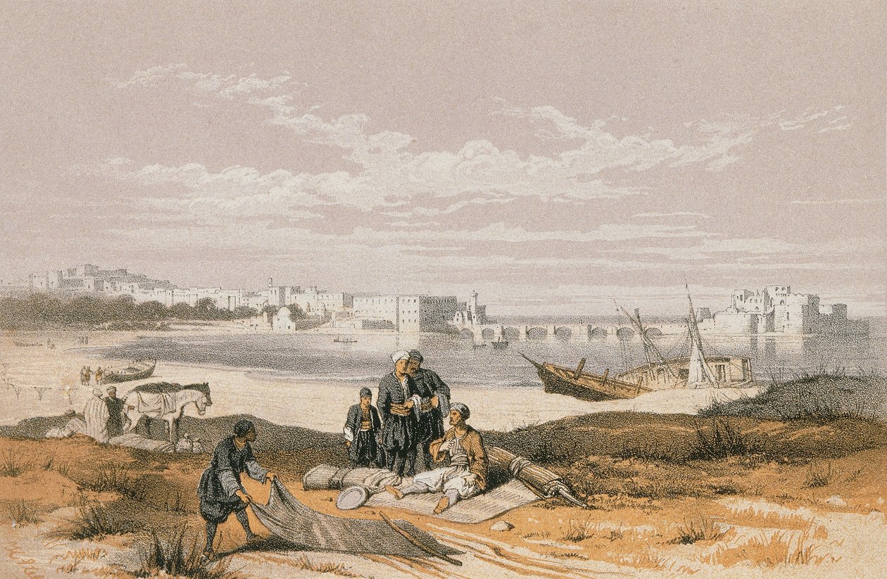 Utsikt över Sidon (Said). Etsning av Stelzner - Steinkopk J.F. Editore av Johann Martin Bernatz