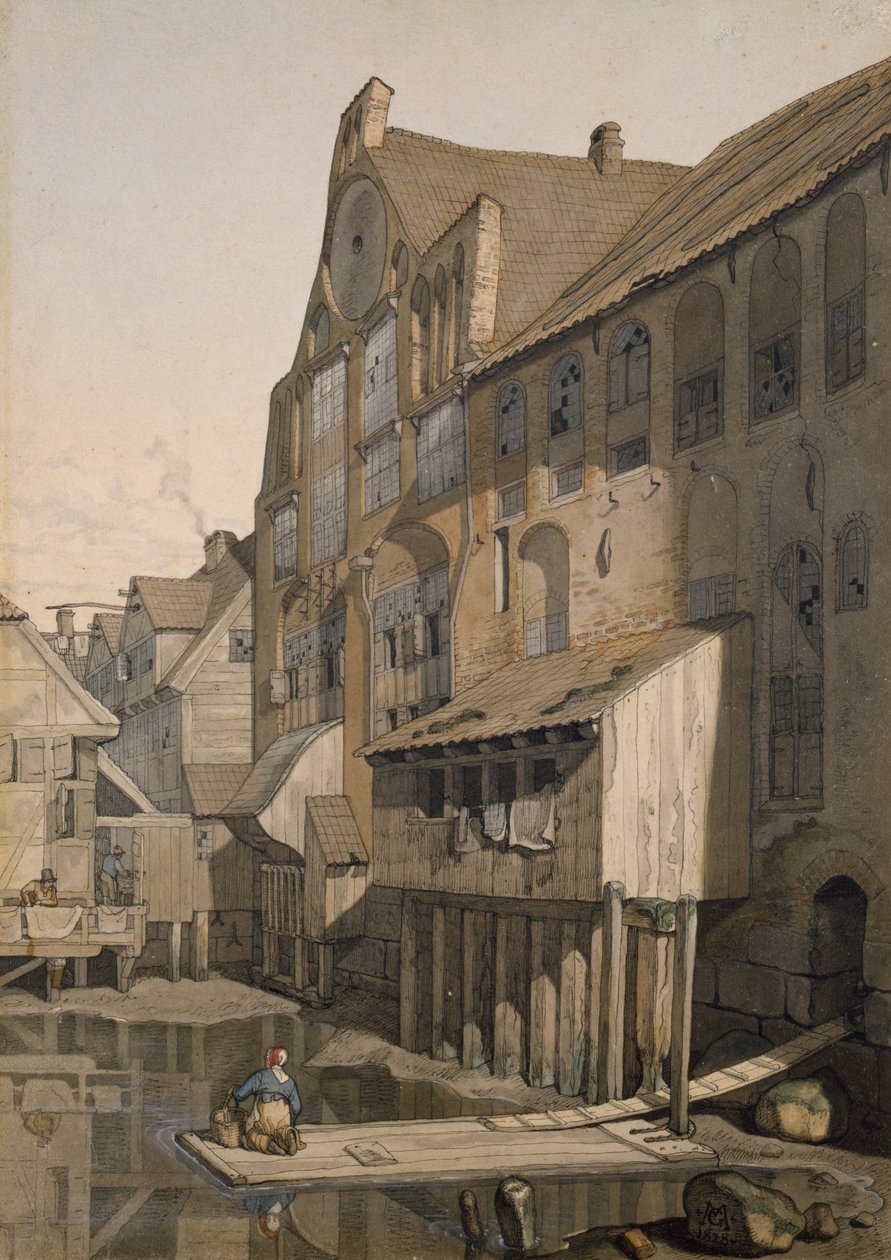 Norra sidan av St. Johannis Klosters i Hamburg (wc på papper) av Johann Martin Gensler