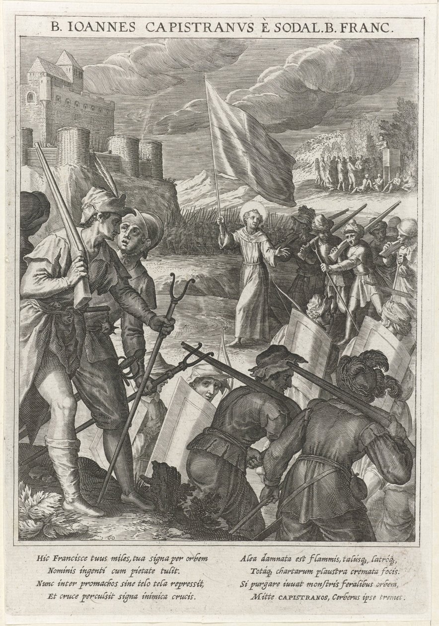 Sankt Johannes av Capistrano leder de kristna styrkorna under belägringen av Belgrad 1615 av Johann Matthias Kager