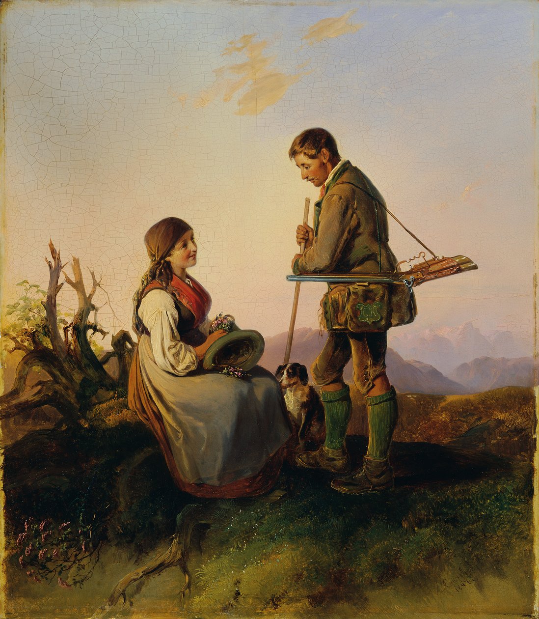 jägare och flicka av Johann Matthias Ranftl