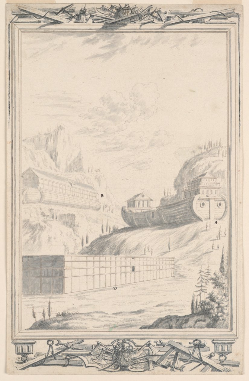 Studie för Noaks ark, tavla 40, Physica Sacra av Johann Melchior Füssli