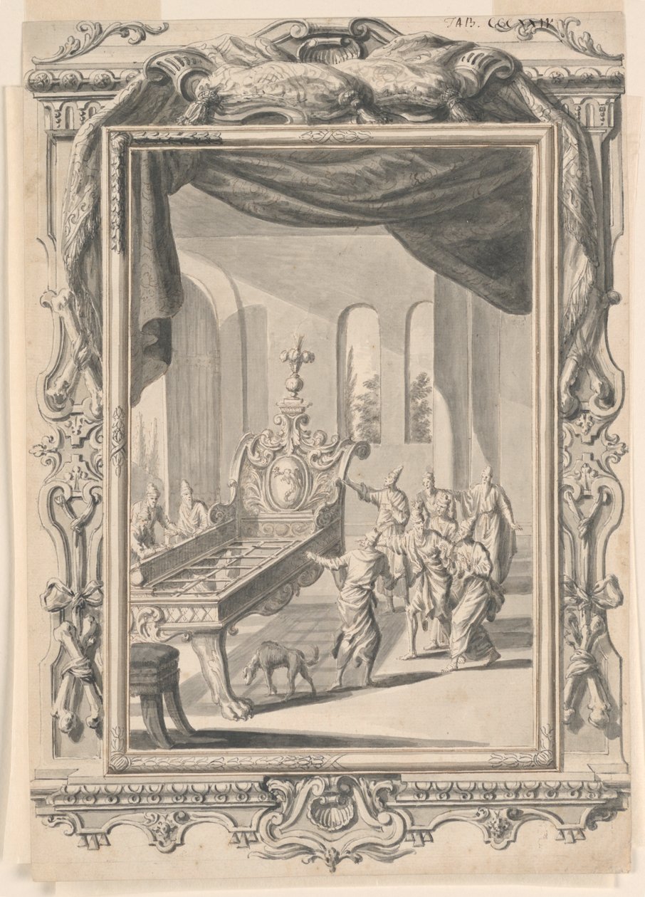 Studie för The Iron Bedstead of King Og, Plate 324, Physica Sacra av Johann Melchior Füssli