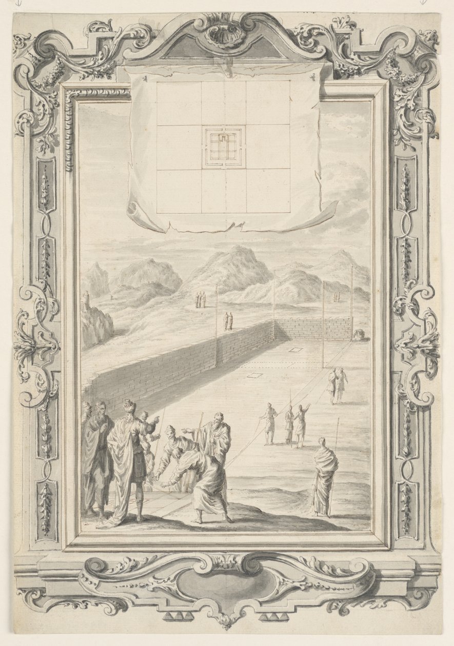 Studera för den första planen för Salomos tempel, skylt 420, Physica Sacra av Johann Melchior Füssli