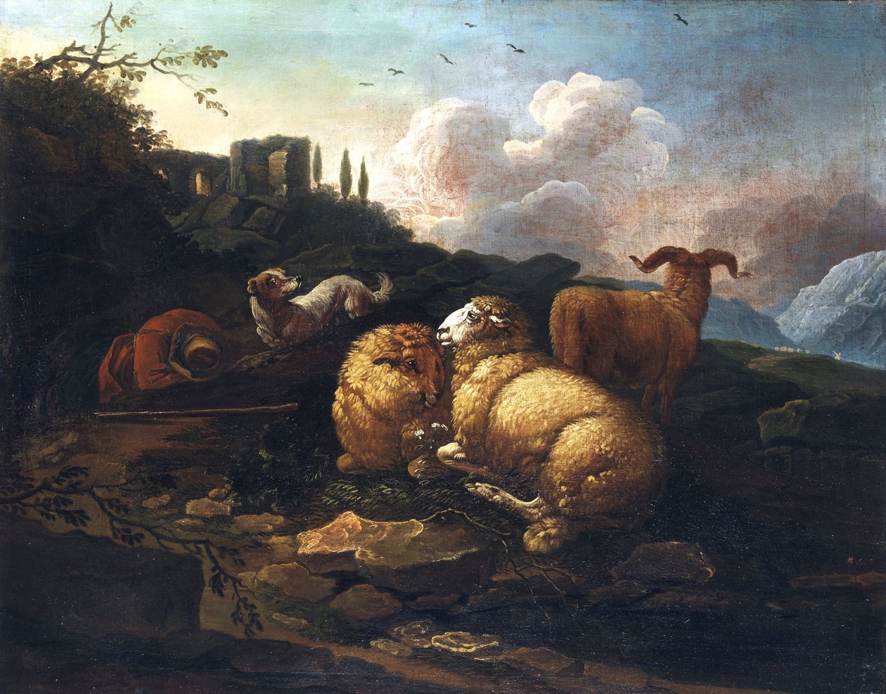 Johann Melchior Roos Får och herde av Johann Melchior Roos