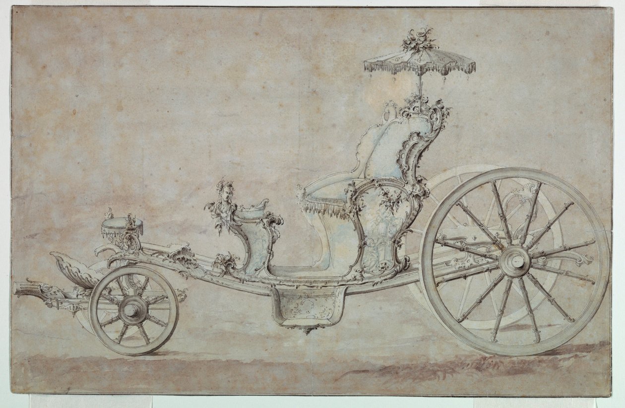 Ritning, Design för en cabriolet, före 1750 av Johann Michael Hoppenhaupt II