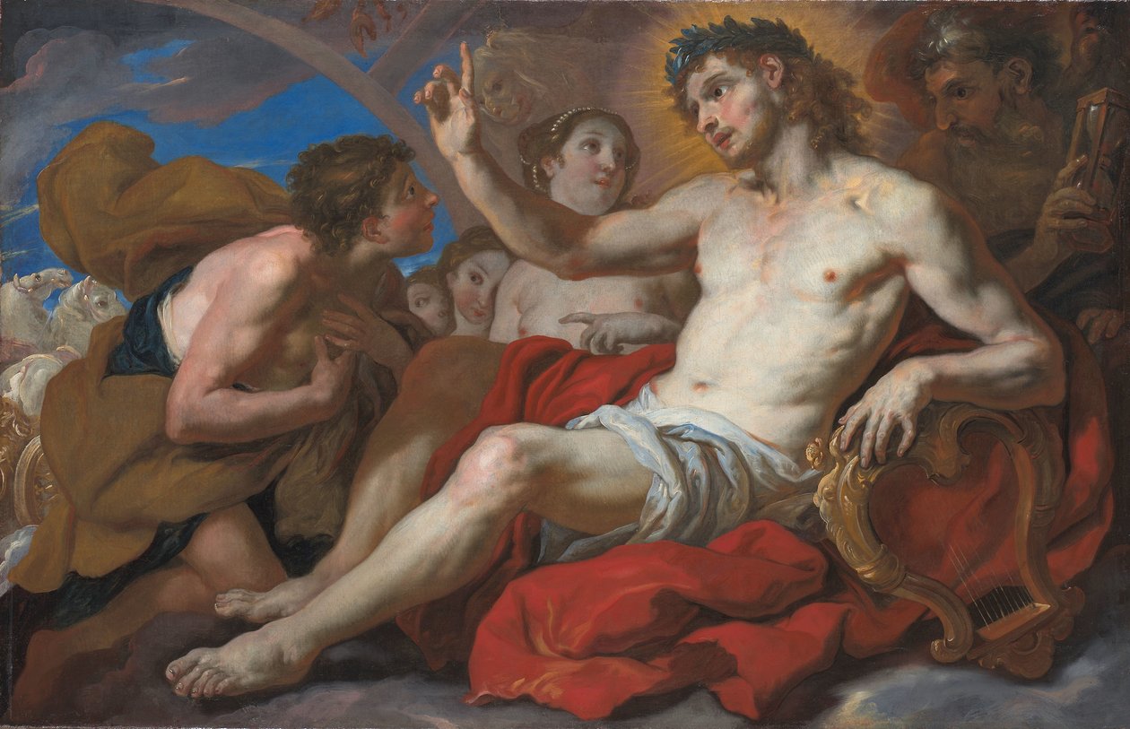 Apollo ger Phaeton tillstånd att köra solens vagn, ca 1690-95 (olja på duk) av Johann Michael Rottmayr