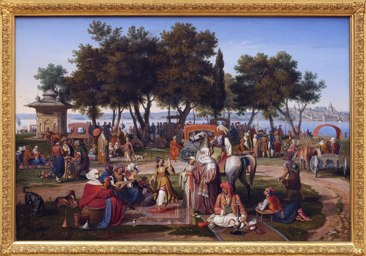 Sötvatten från Asien och Konstantinopel (nuvarande Istanbul, Turkiet). Målning av Johann Michael Wittmer (1802-1880), olja på duk av Johann Michael Wittmer