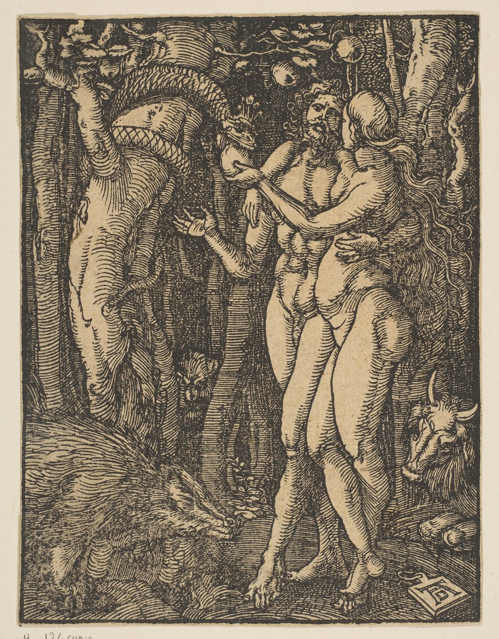 Adam och Eva, från den lilla passionen, copy.n.d. av Johann Mommard
