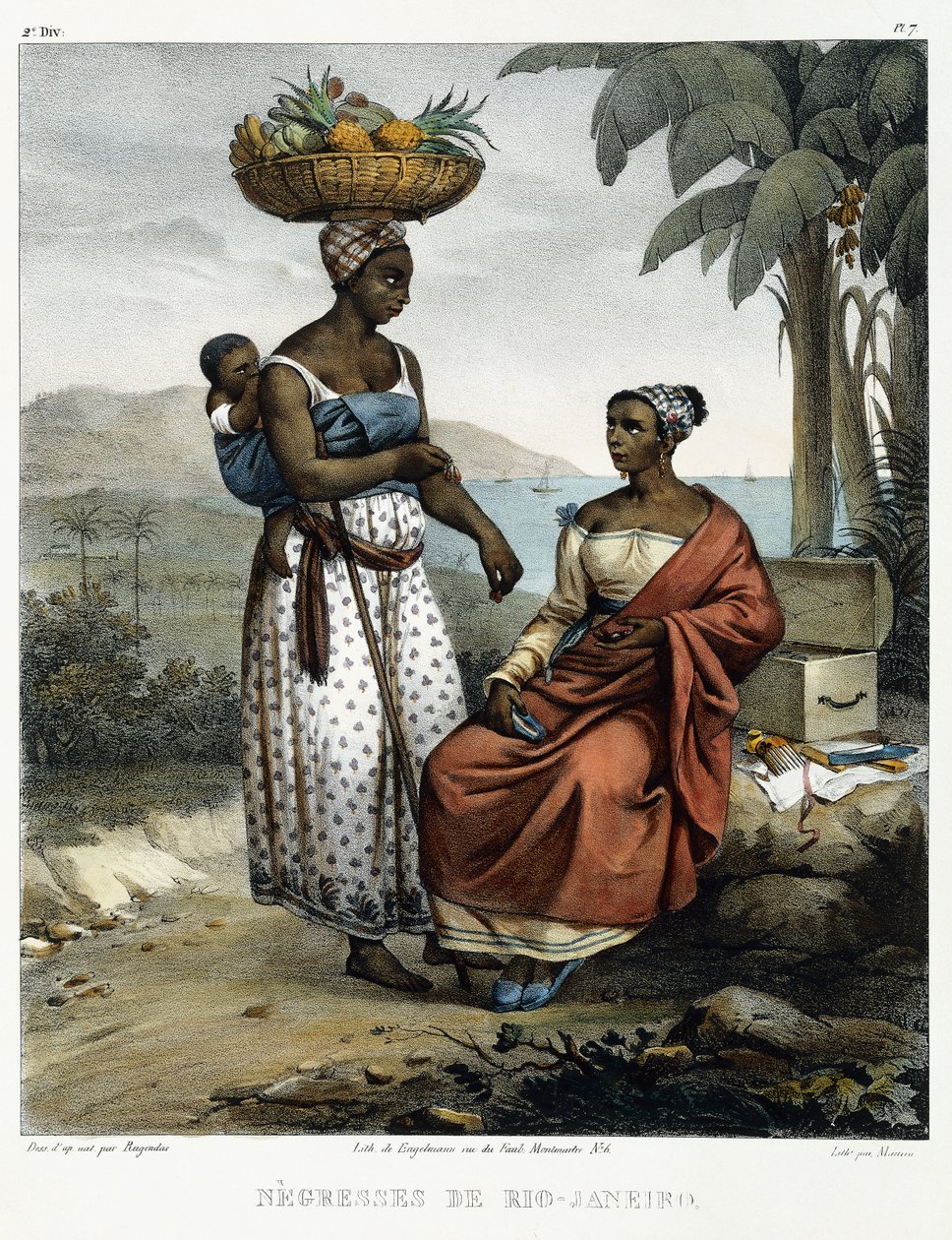 Svarta kvinnor i Rio-Janeiro, från "Picturesque Voyage to Brazil" av Johann Moritz (after) Rugendas