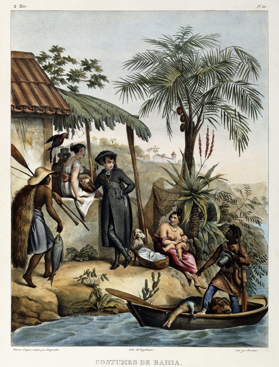 Kostymer från Bahia, från "Picturesque Voyage to Brazil", 1835 av Johann Moritz Rugendas