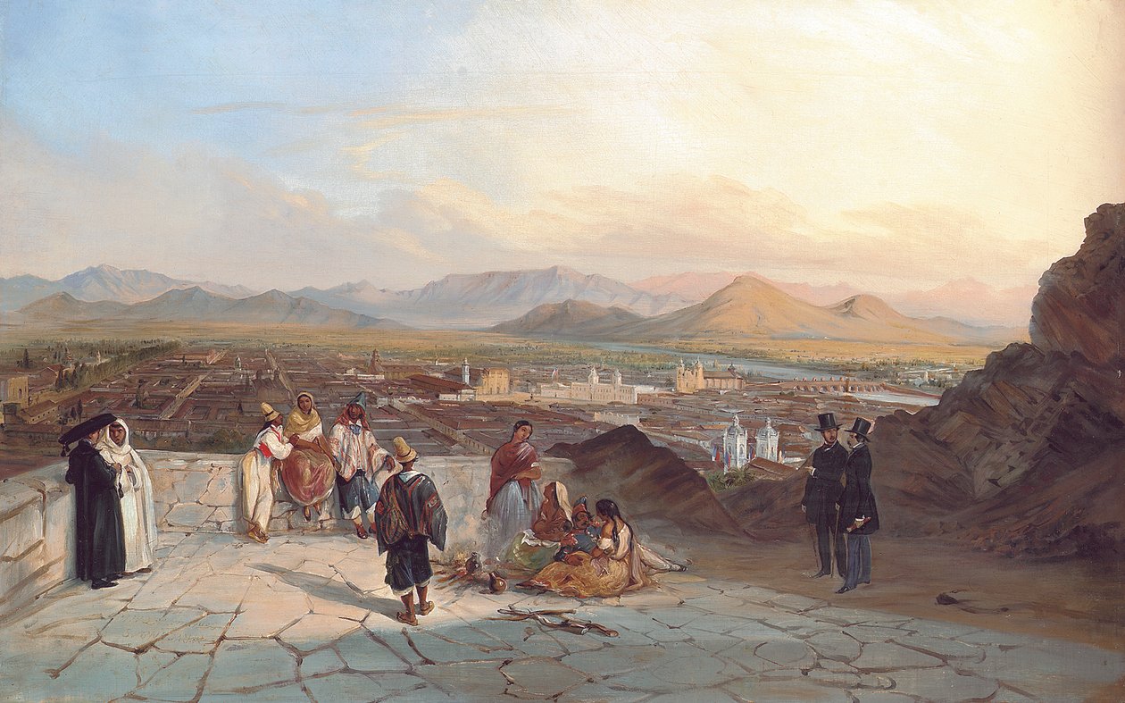 Santiago de Chile från kullen Santa Lucia blickar mot väster, 1841 av Johann Moritz Rugendas