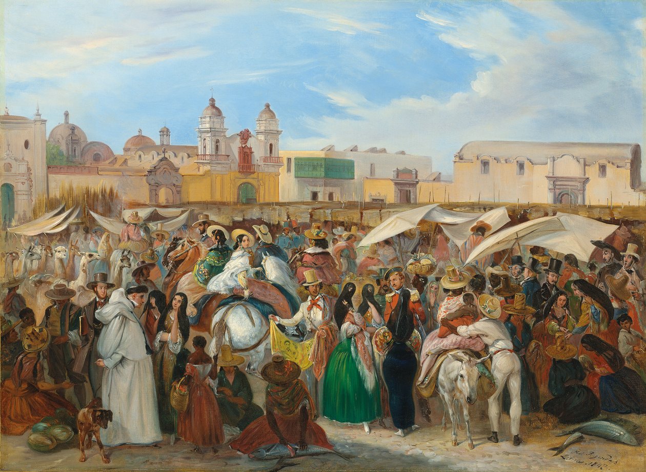 Självständighetsmarknaden, Lima, av Johann Moritz Rugendas