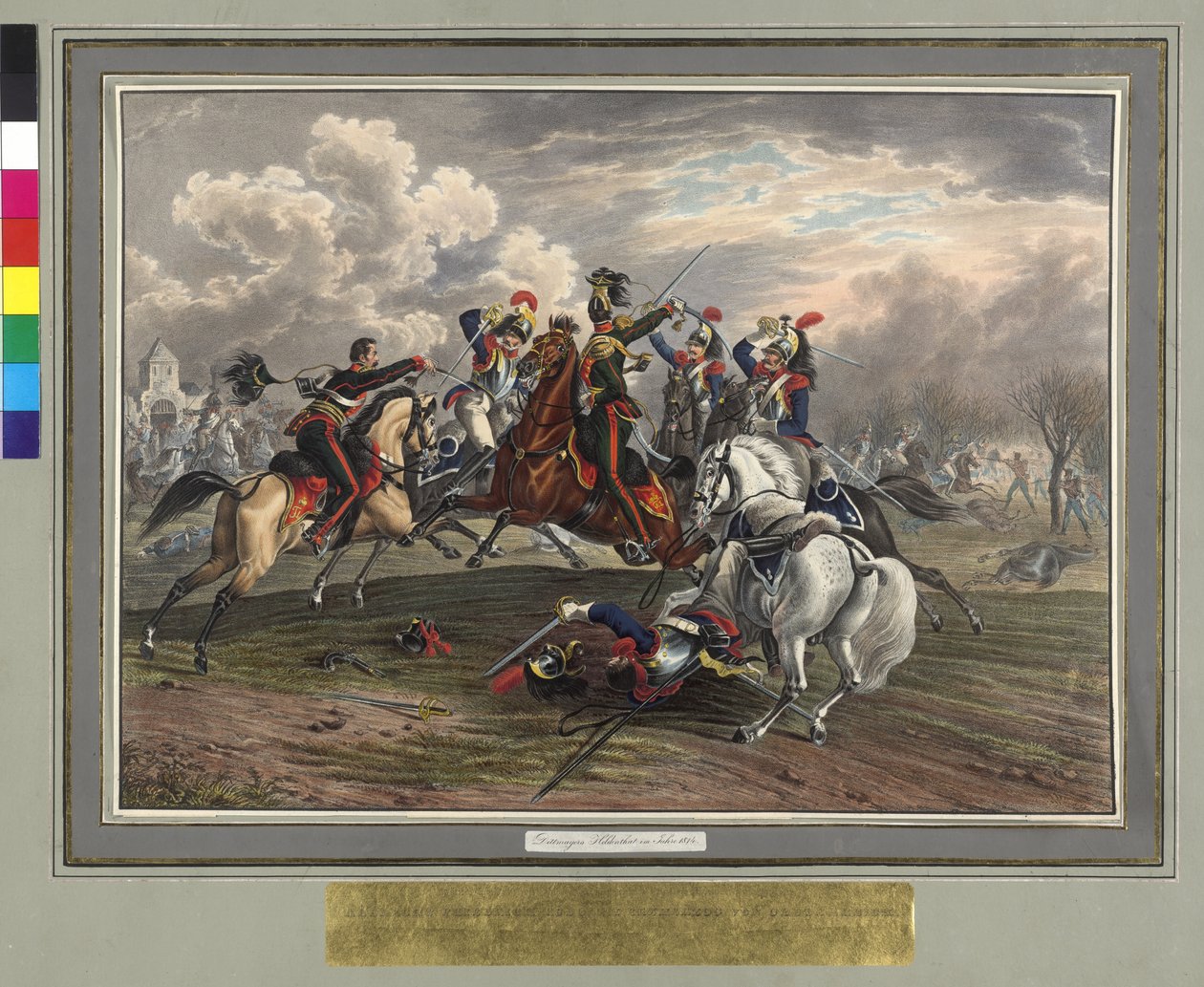 Frederic Dittmayer räddar den 17 februari 1814 vid Villeneuve överste sergeant baron av Trach ur fångenskapen franska kyrassiärer av Johann Nepomuk Hoechle