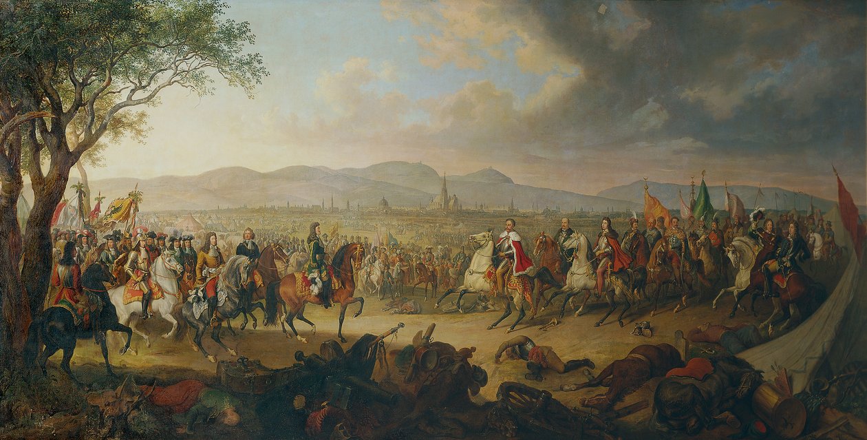 Kejsar Leopold I och kung Jan III Sobieski före Wien av Johann Nepomuk Höchle