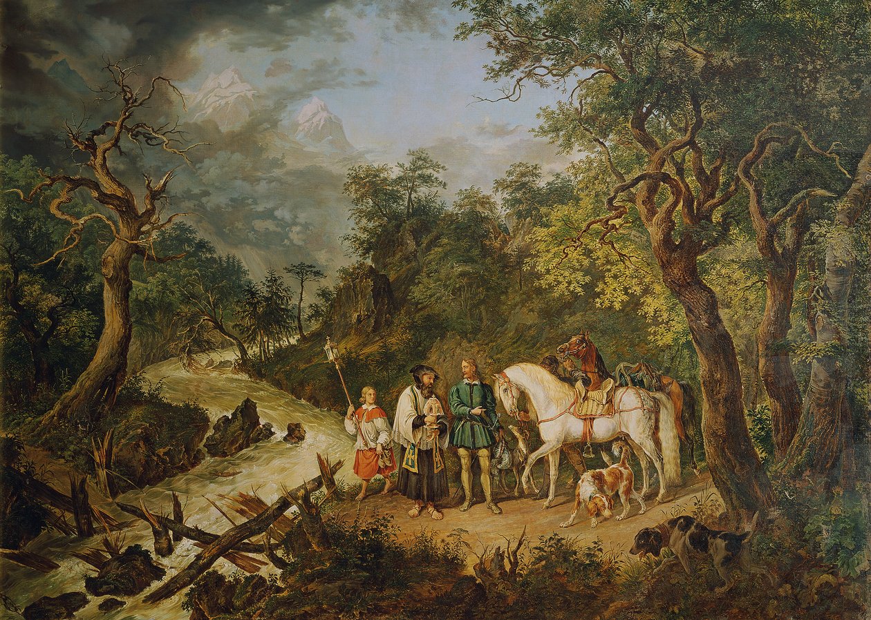 Rudolf von Habsburg och prästen av Johann Nepomuk Höchle